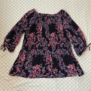 Roz & Ali Floral Blouse 1X
